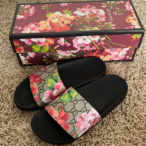 fake gucci floral slides|gucci floral slides nordstrom.